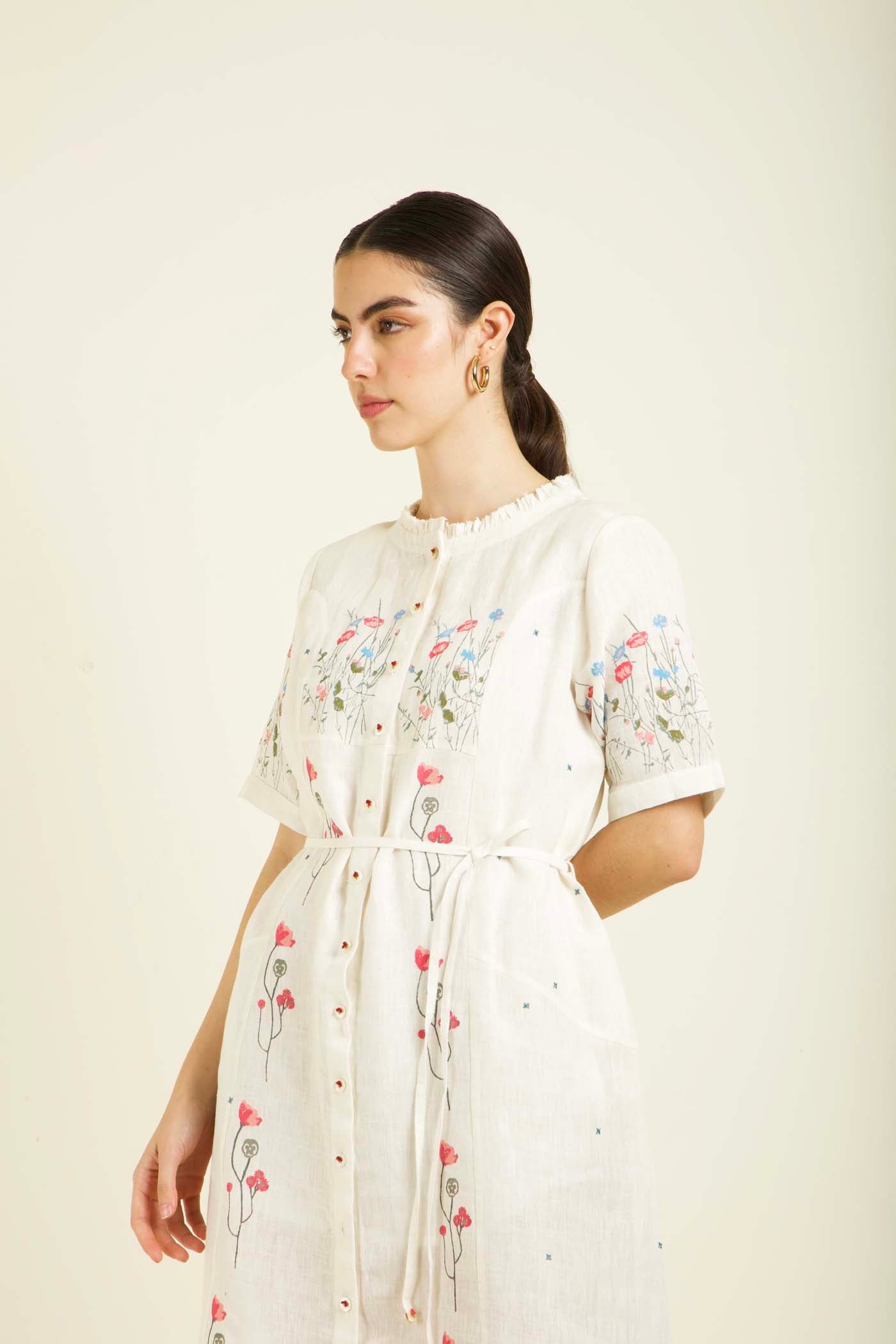 Ivory Printed A Line Dress