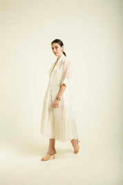 Ivory Jacket With Embroidery And Strap Dress