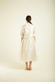 Ivory Jacket With Embroidery And Strap Dress