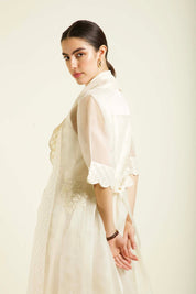 Ivory Jacket With Embroidery And Strap Dress
