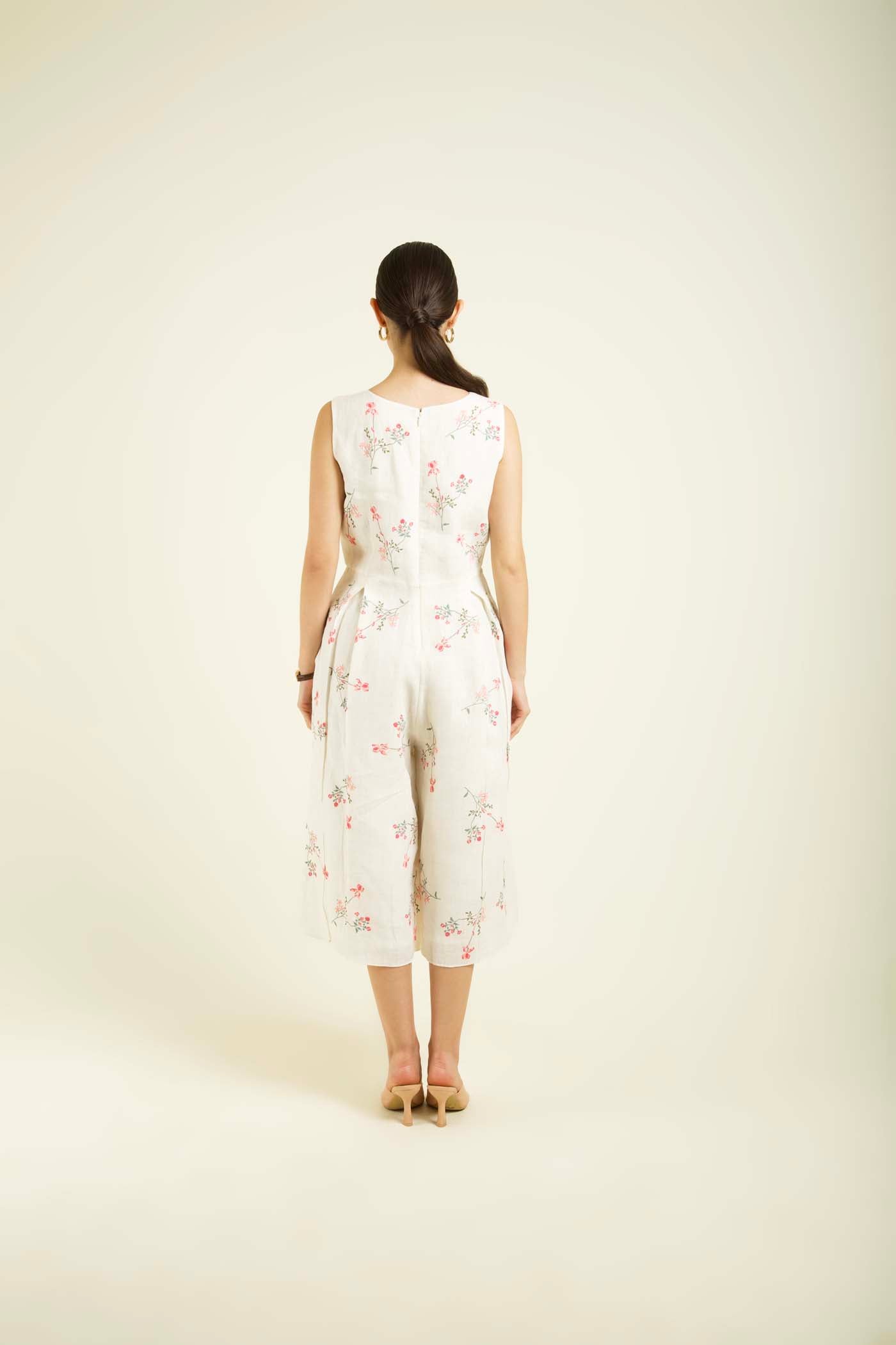 Ivory Stripe Jacket With Printed Jumpsuit