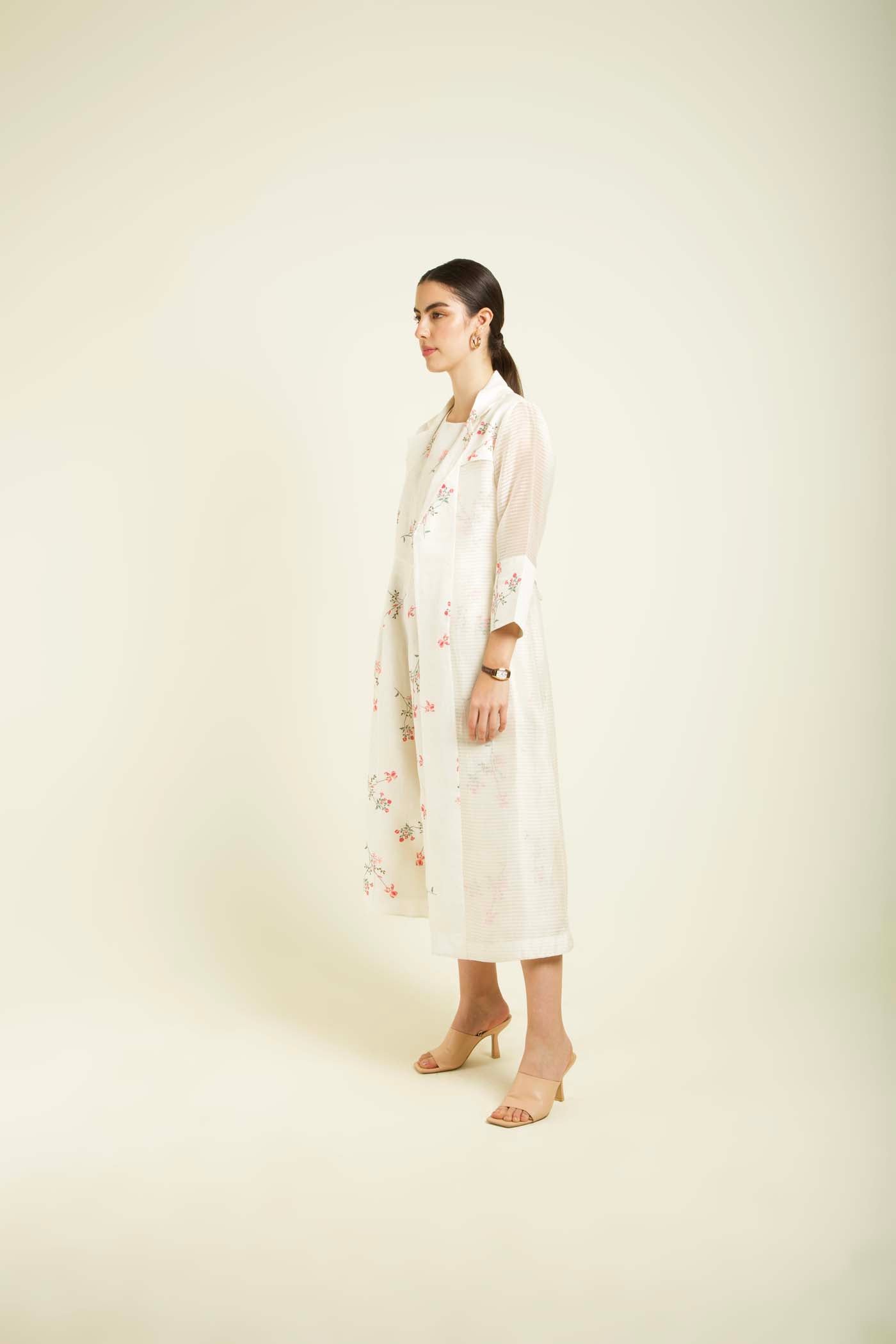 Ivory Stripe Jacket With Printed Jumpsuit