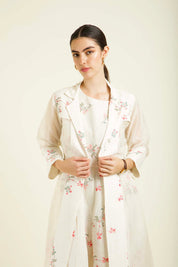 Ivory Stripe Jacket With Printed Jumpsuit