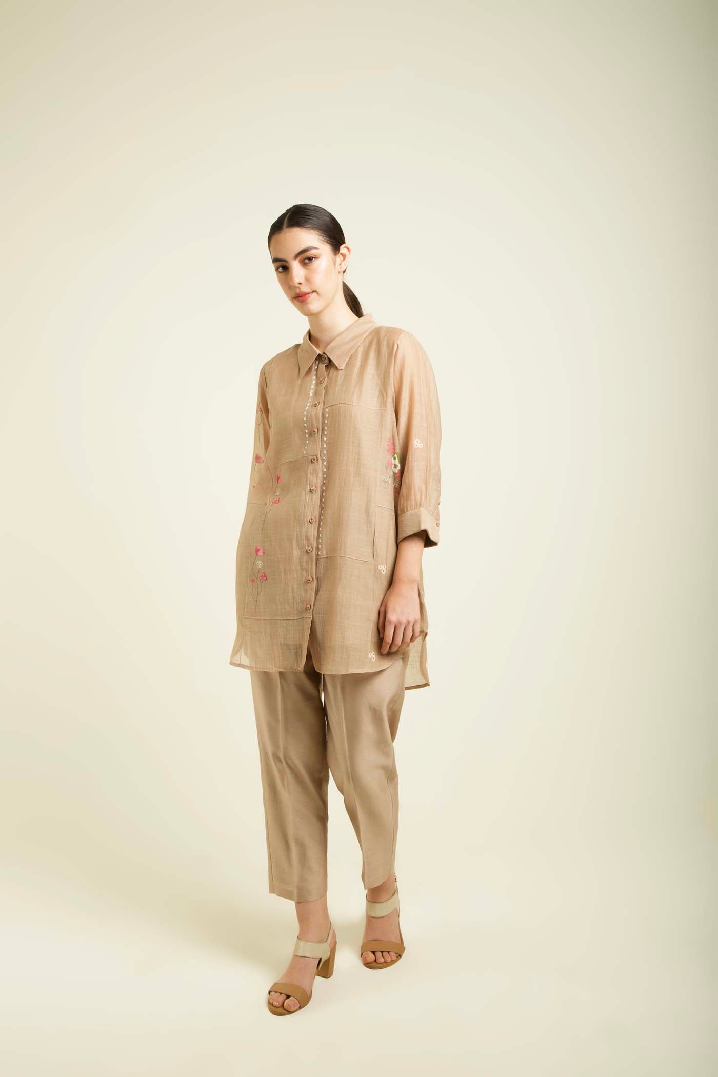 Beige Shirt With Straight Pants