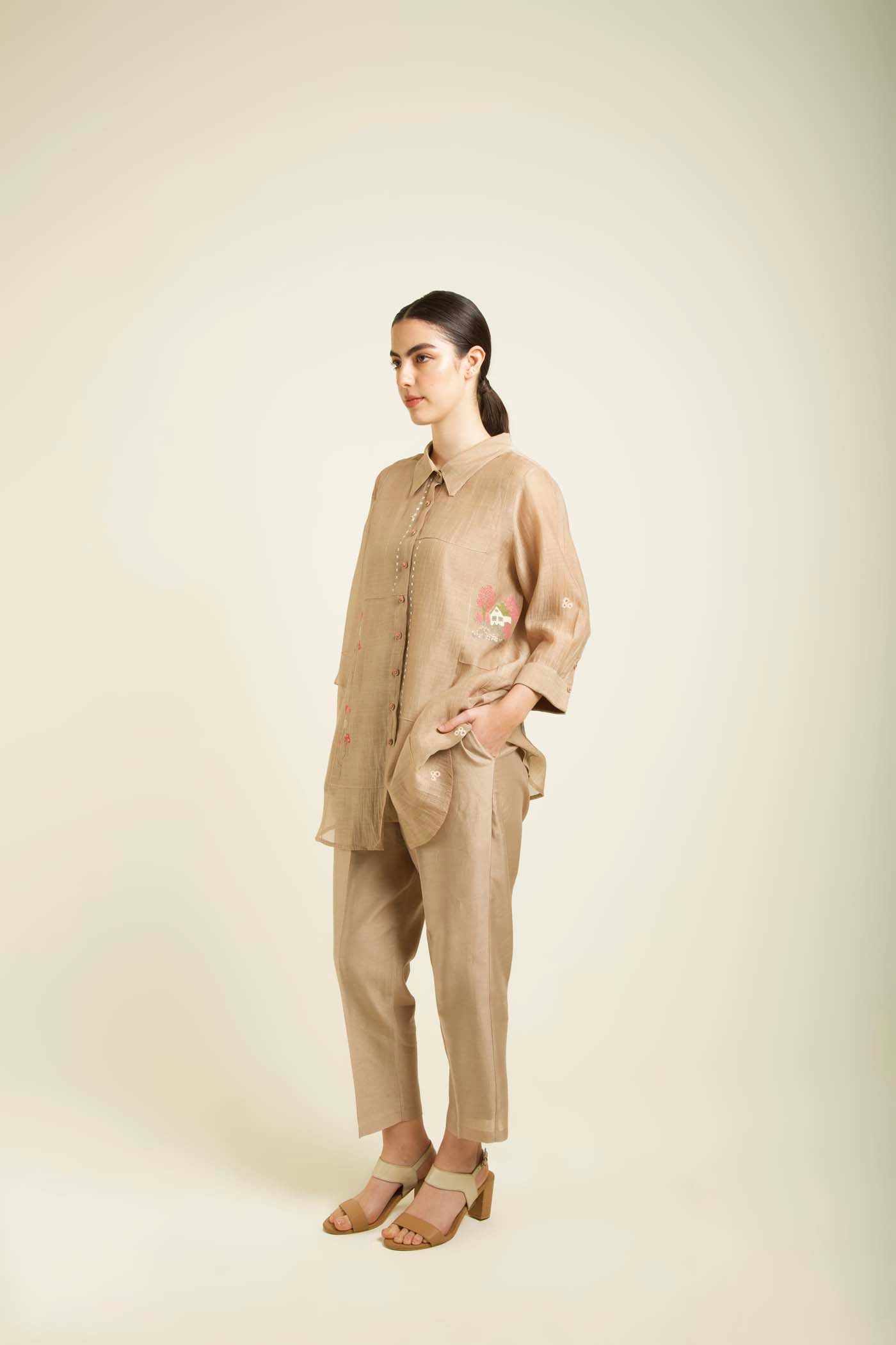 Beige Shirt With Straight Pants