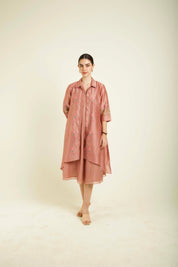 Almond Jacket With Plain Mul Chanderi Dress