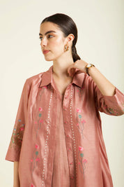 Almond Jacket With Plain Mul Chanderi Dress