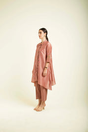 Almond Shirt With Embroidery And Straight Pants