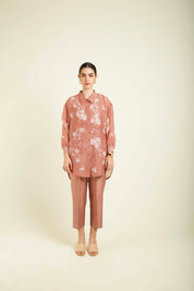 Almond Drop Shoulder Shirt With Straight Pants