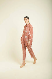 Almond Drop Shoulder Shirt With Straight Pants