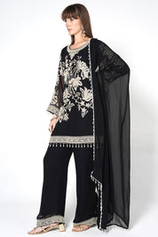 Black Kurta Set With Matching Dupatta