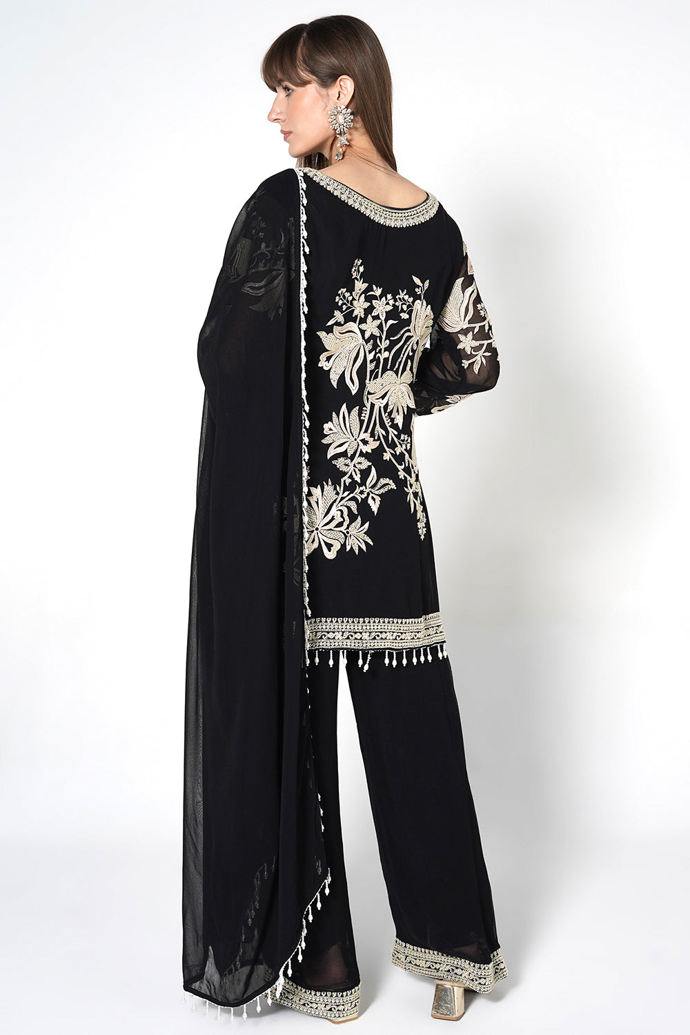 Black Kurta Set With Matching Dupatta