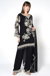 Black Kurta Set With Matching Dupatta