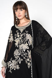 Black Kurta Set With Matching Dupatta
