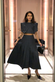 Nriti Shah in Sculpted Denim Co-ord Set