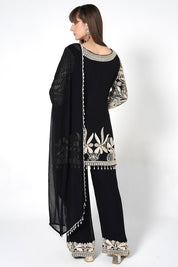 Ornate Floral Black Kurta Set