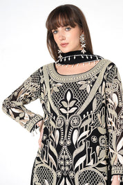 Ornate Floral Black Kurta Set