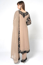 Peach Kurta Set With Sheer Dupatta