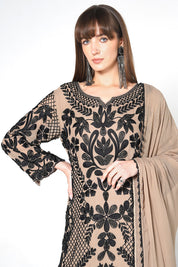 Peach Kurta Set With Sheer Dupatta