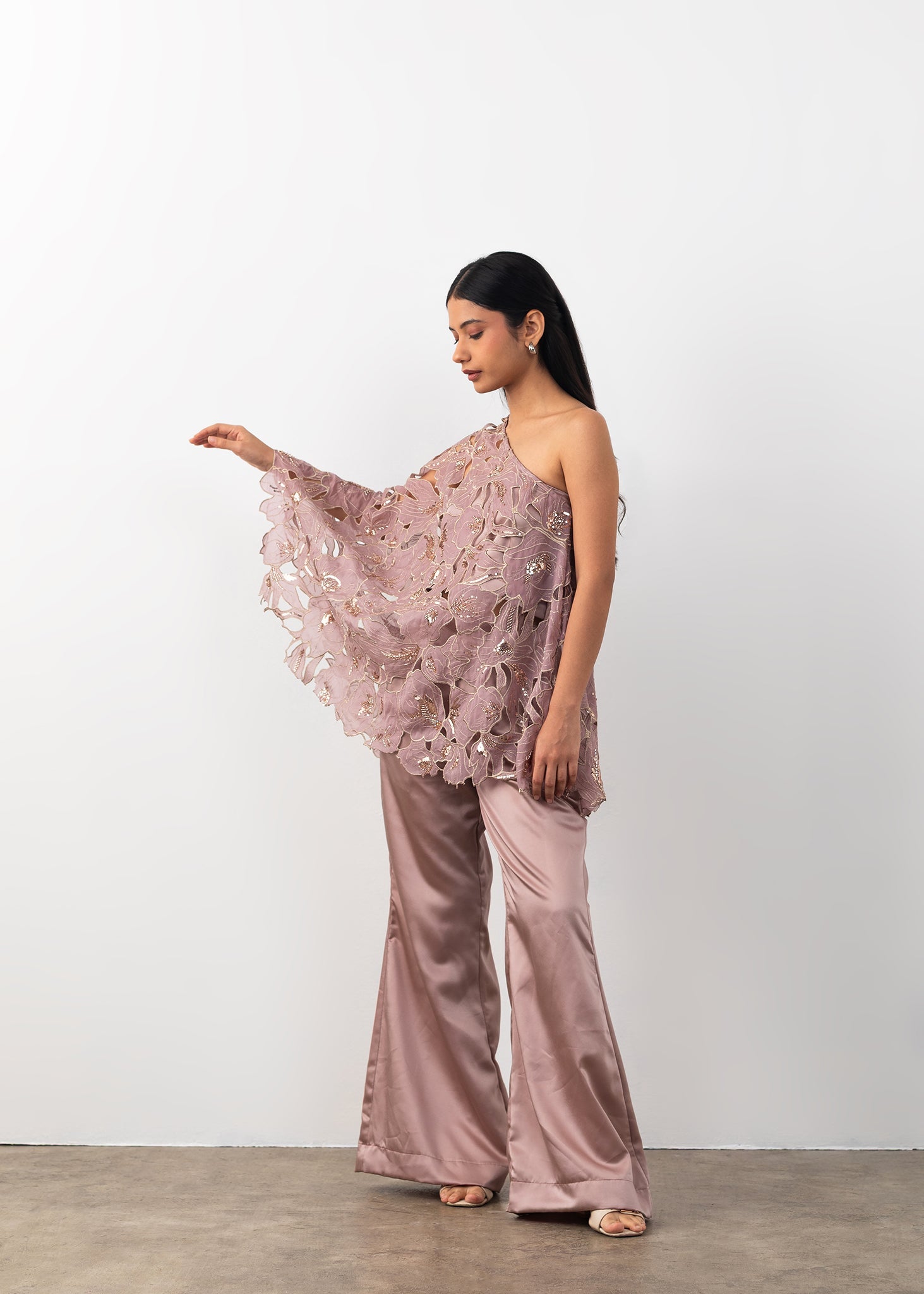 Cutwork One shoulder Co-ord