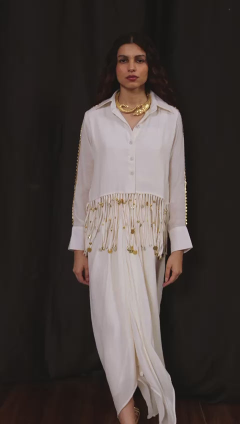 Crop Jhalar Shirt Set