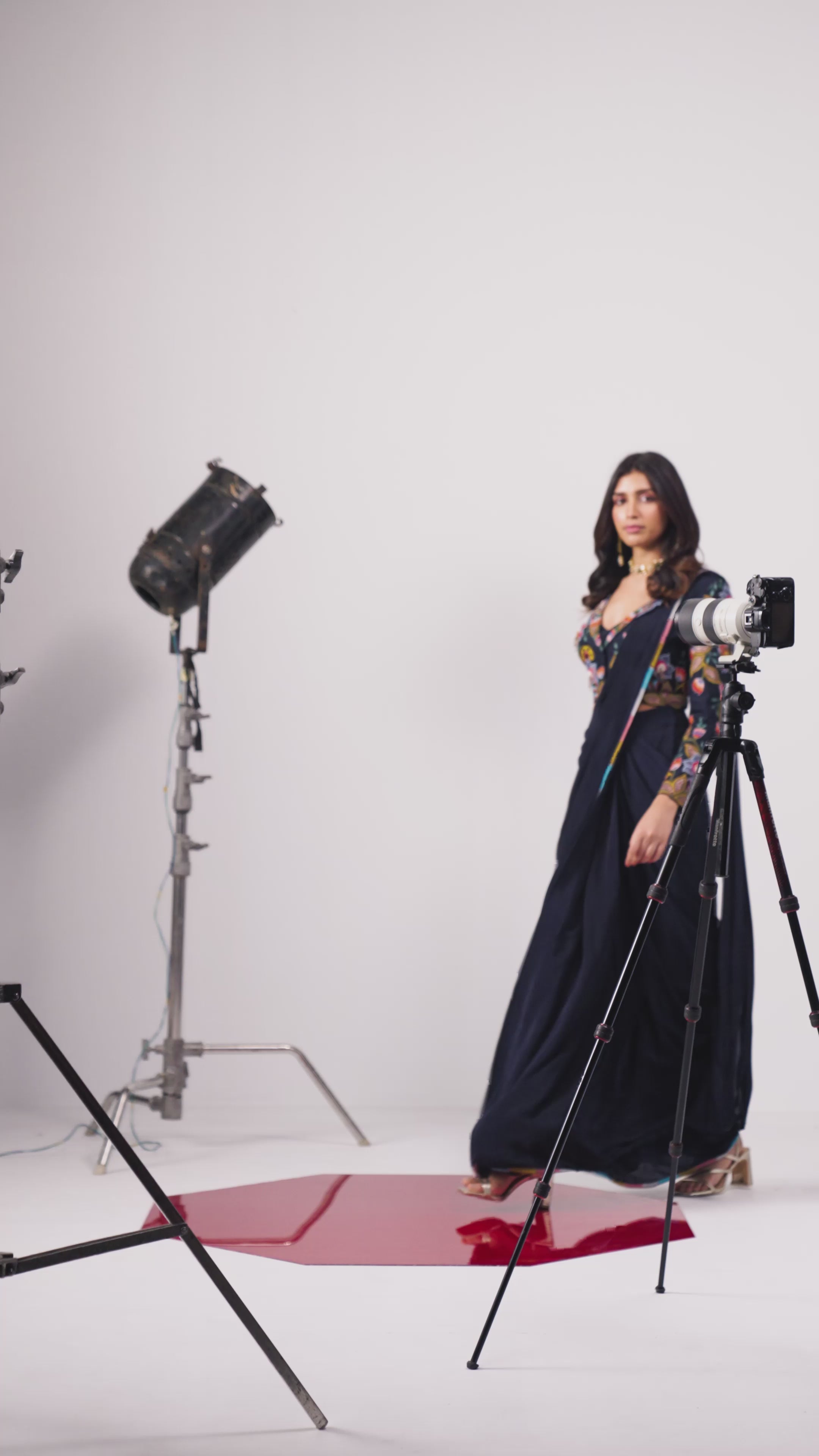 Navy Blue Drape Saree