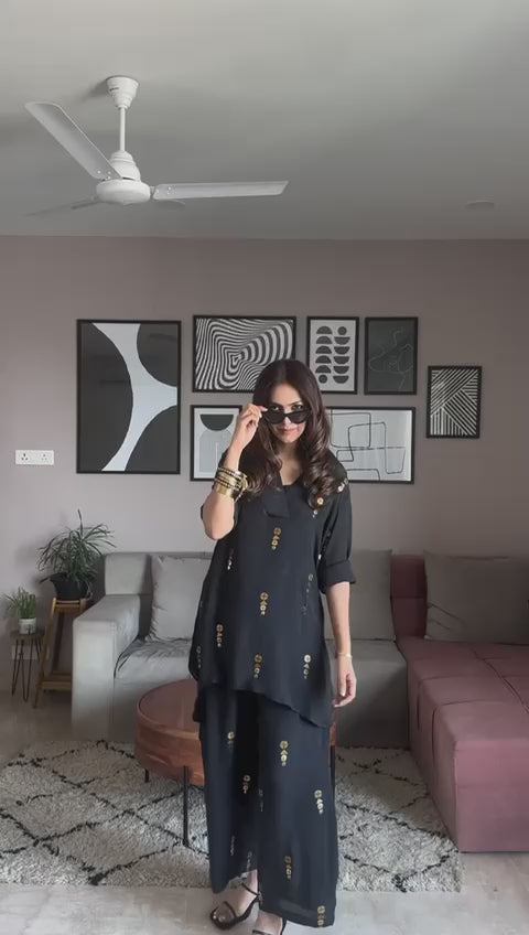 Overlap Collar Tunic Set