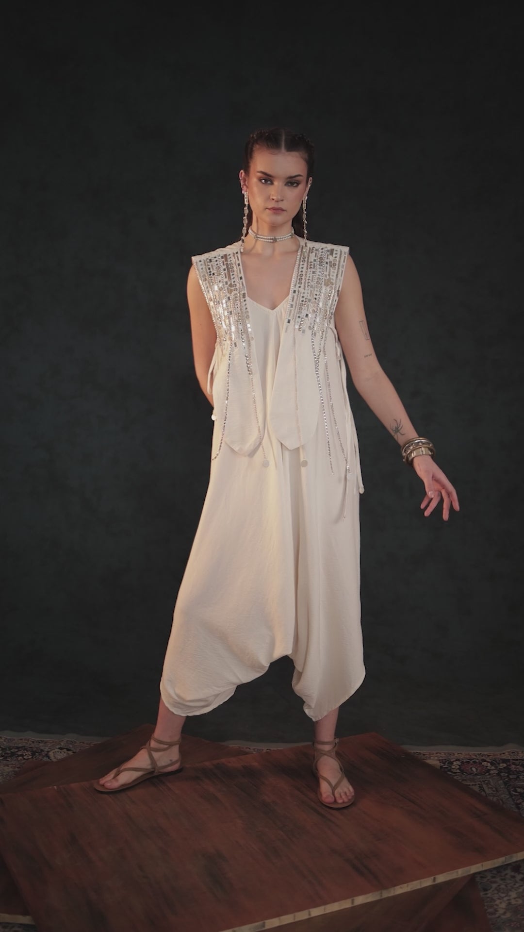V Jumpsuit With A Panel Waistcoat