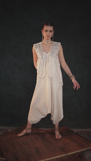 V Jumpsuit With A Panel Waistcoat