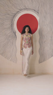 Embroidered Jacket With Flared Pant
