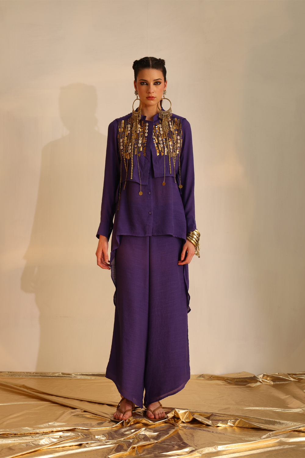 Waterfall Shirt Set With A High Low Waistcoat