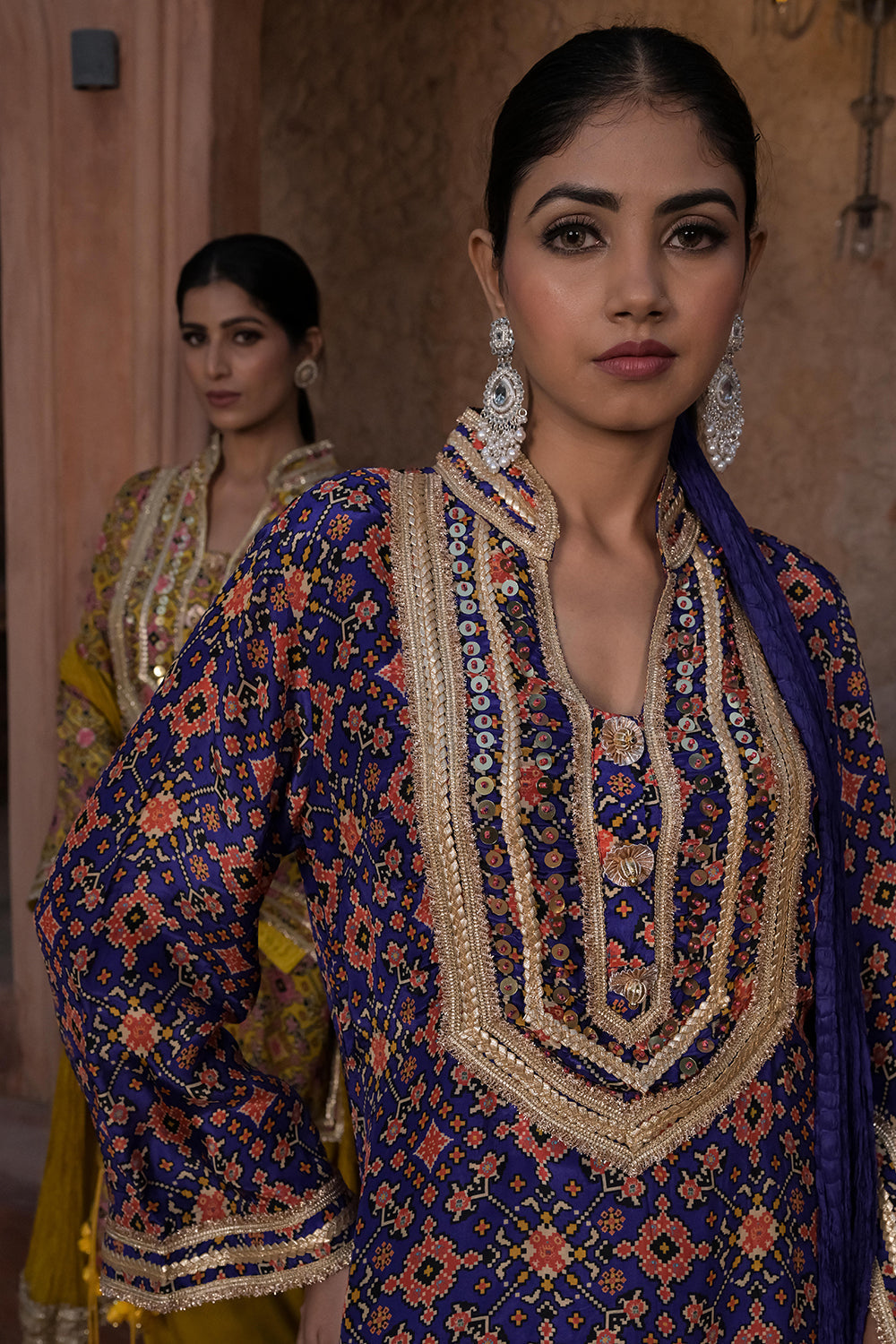 Purple Crepe Kurti Salwar Set