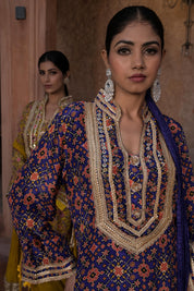 Purple Crepe Kurti Salwar Set