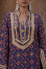 Purple Crepe Kurti Salwar Set
