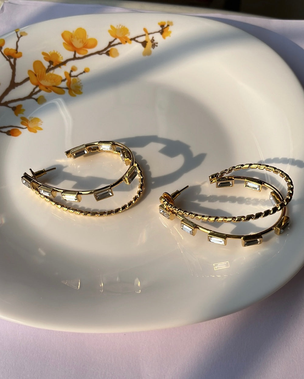 Confluence Hoop Earrings - White Crystals