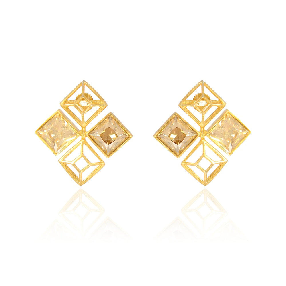 Geo Diamond Stud Earrings