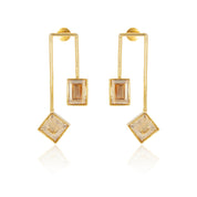 Matched Parallel Earrings - Golden Crystals