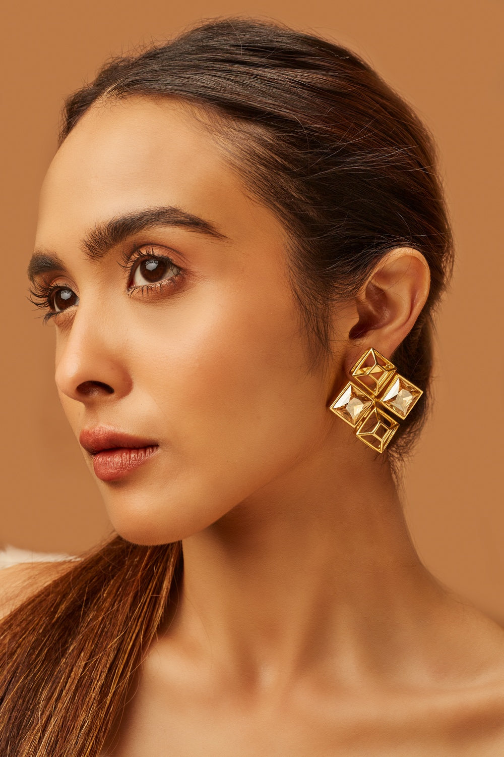 Geo Diamond Stud Earrings