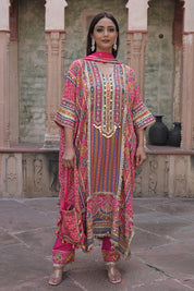 Rani Pink Crepe Kaftan Pant Set
