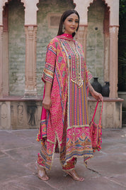 Rani Pink Crepe Kaftan Pant Set