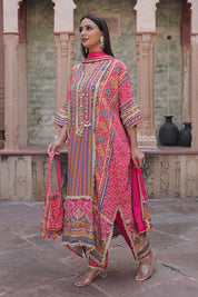 Rani Pink Crepe Kaftan Pant Set