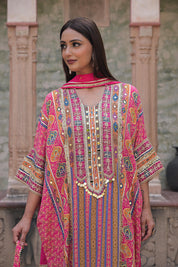 Rani Pink Crepe Kaftan Pant Set