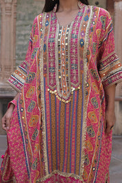 Rani Pink Crepe Kaftan Pant Set