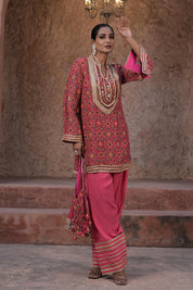 Rani Pink Crepe Kurti Salwar Set
