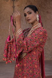 Rani Pink Crepe Kurti Salwar Set