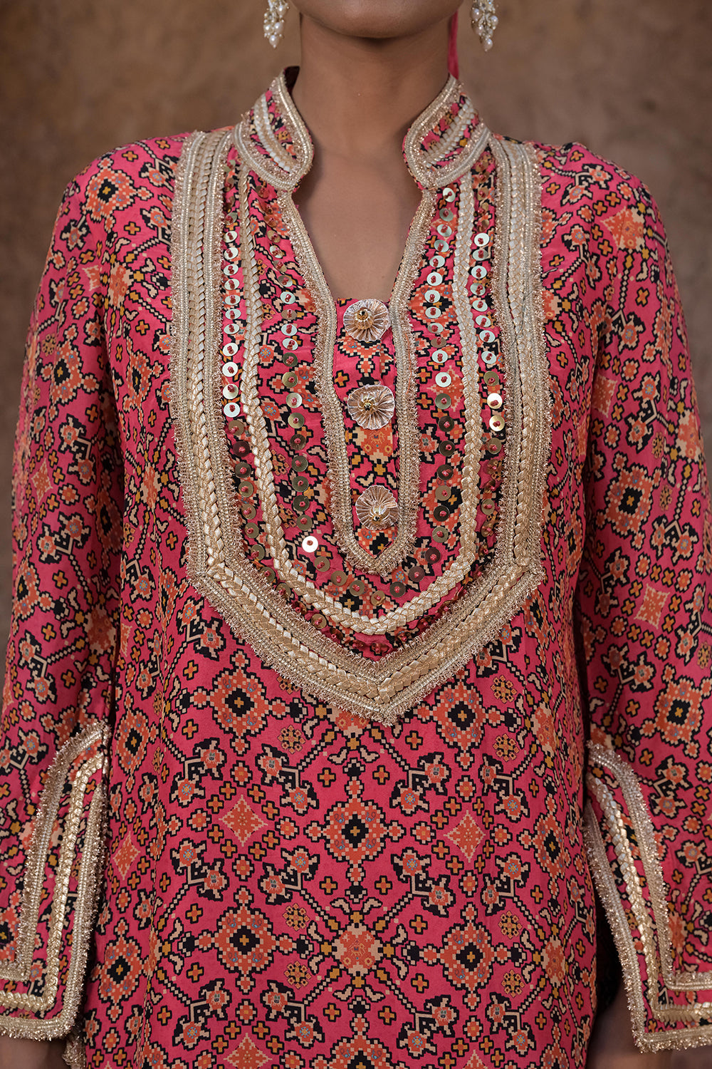 Rani Pink Crepe Kurti Salwar Set