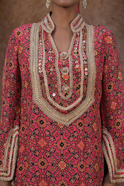 Rani Pink Crepe Kurti Salwar Set