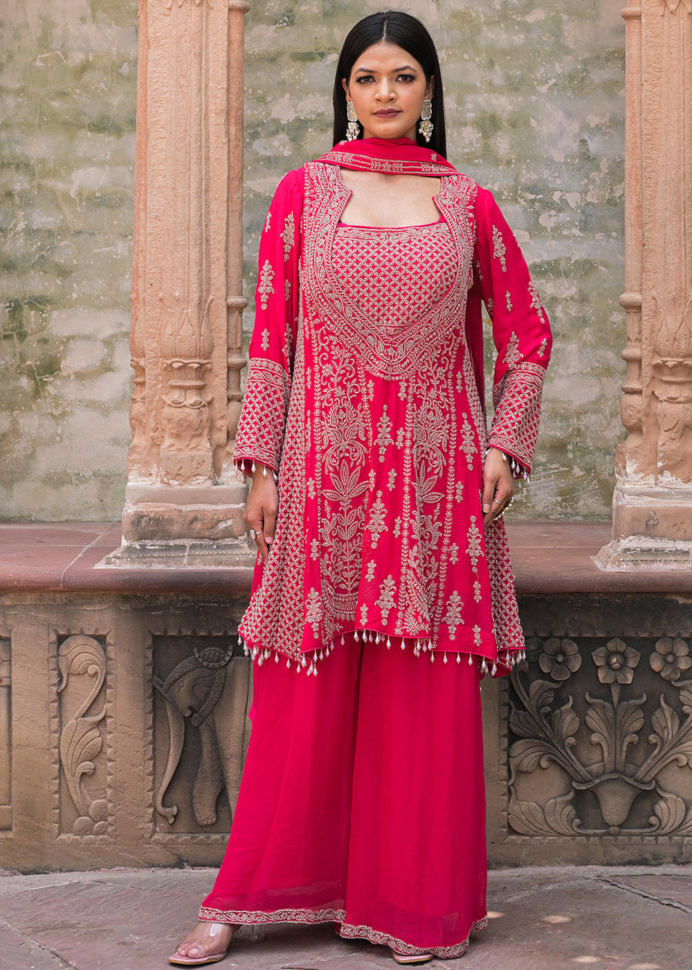 rani-pink-georgette-beads-work-kurta-palazzo-set-1.jpg