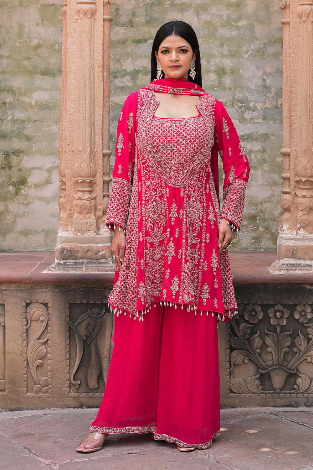 Rani Pink Kurta Palazzo Set