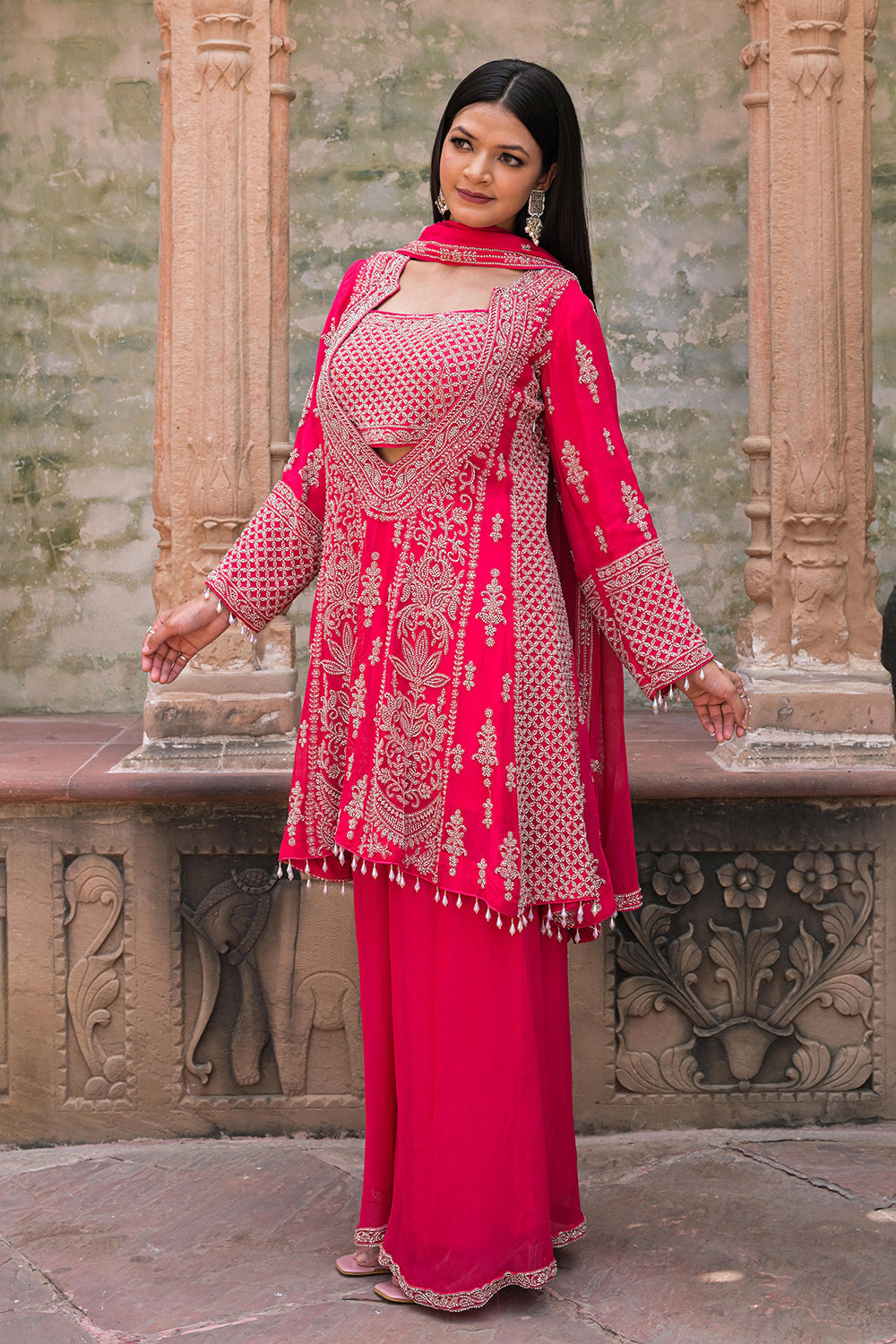 Rani Pink Kurta Palazzo Set